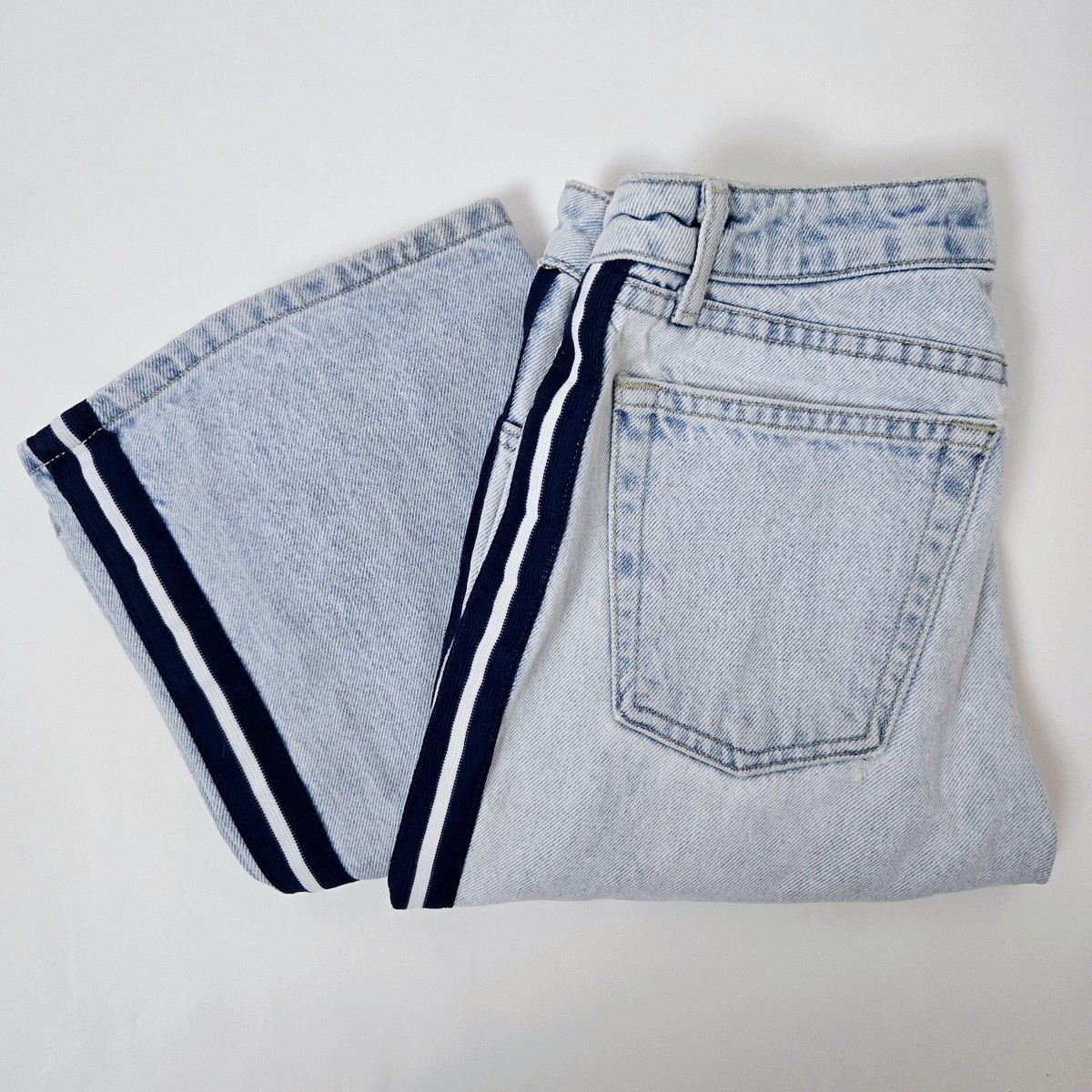 Vintage 00s Y2K Paris Blues Bell Flare Racer Stripe Denim