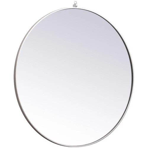 Elegant Decor Eternity 39" Round Mid Century Metal Frame Hooked Mirror in Silver - Picture 3 of 7
