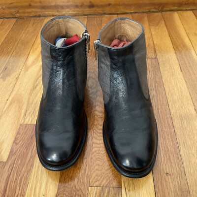 J.D. Fisk Distressed Black Brown Leather Ankle Boots Men