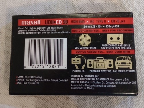 Maxell UD-II 90 Type II Blank Audio Cassette Tape New (Sealed) - Picture 3 of 3