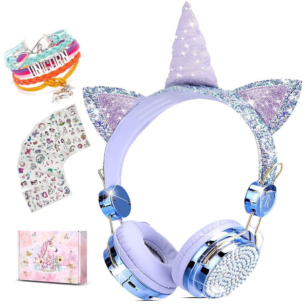 Unicorn Cat Ear Bluetooth 5.0 Wireless Headphones for Kids-image