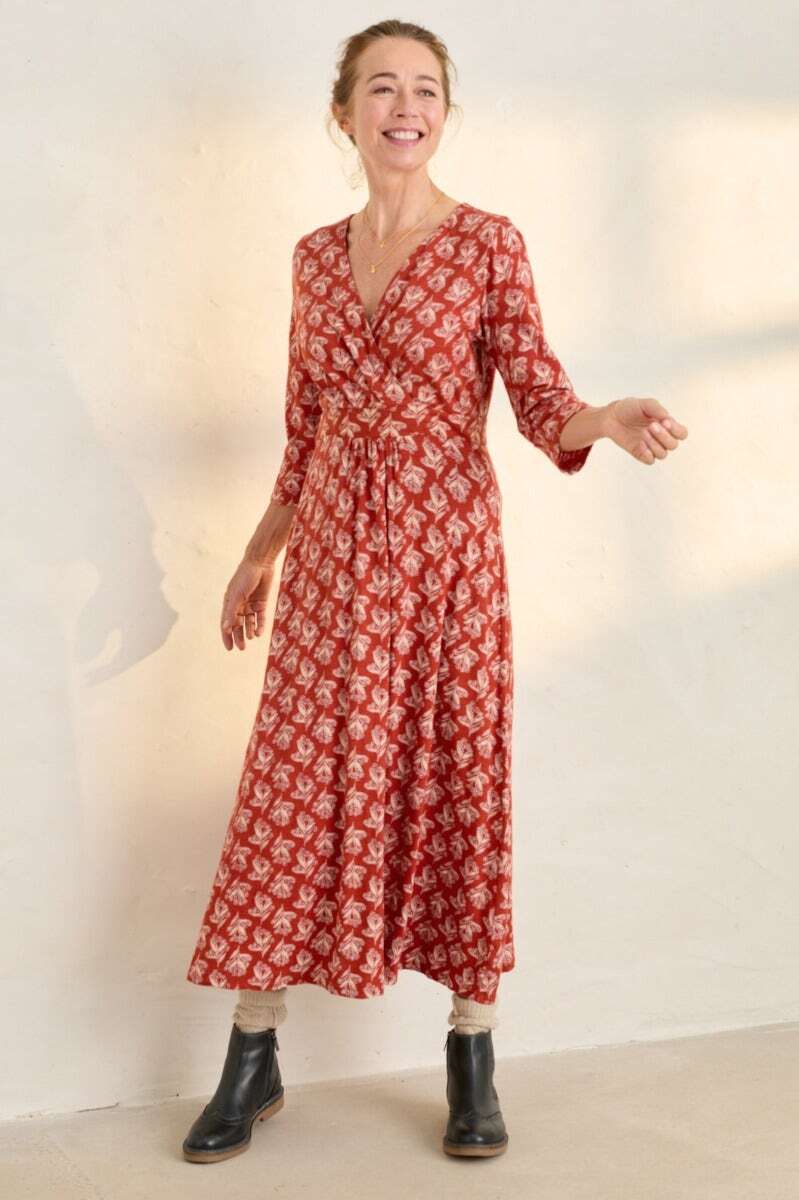 Seasalt Women's orange Chacewater Organic Cotton Jersey Midi Dress