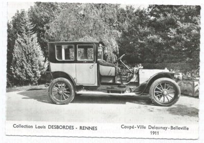 COUPÉ-VILLE DELAUNAY-BELLEVILLE 1911 Foto AK Postkarte Photo Photograph Oldtimer