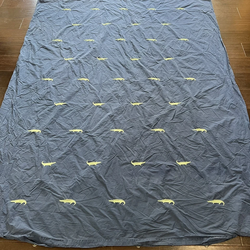 Edredón bordado Pottery Barn Kids verde marino doble cocodrilo cocodrilo Foto 4 de 4