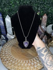 Amethyst Amulet Necklace Crystal Jewelry, Protection
