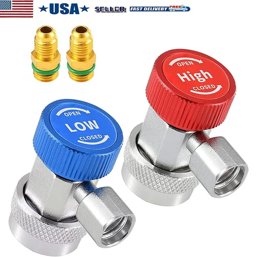 R134A Quick Coupler Connector Adapter High & Low Adjustable with 1/4" Male Flare