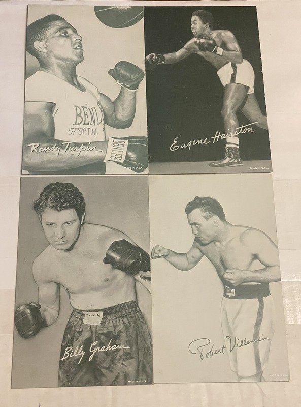 1947-66 Exhibit Boxing Card Vintage Sports Thick Stock Cards Lot Of 4 Boxing VG