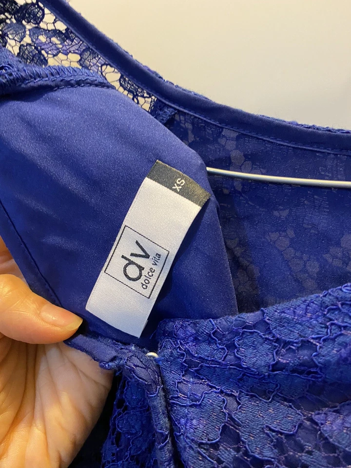 Mini Vestido Dolce Vita Azul Encaje Talla Xs Como Nuevo Foto 4 de 4