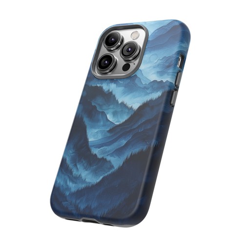 For iPhone / Galaxy / Pixel | Phone-Ink Case - Blue Forest Mountain Watercolor - 第 33/139 張圖片