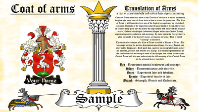 Keasling-Kiszing COAT OF ARMS HERALDRY BLAZONRY PRINT