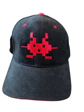 ATARI Classics Space Invaders Red 8-bit Retro Alien Black Gamer Adjustable Hat