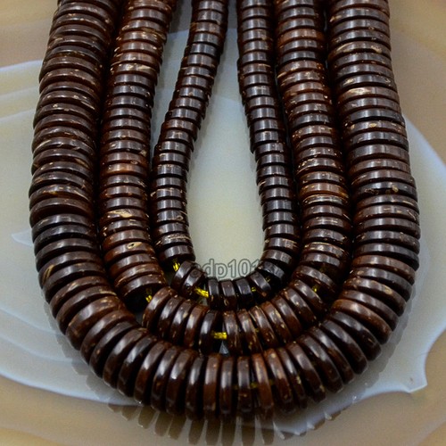 Natural Coffee Coconut Wood Heishi Beads 2x6mm 2x8mm 2x10mm - Picture 2 of 8