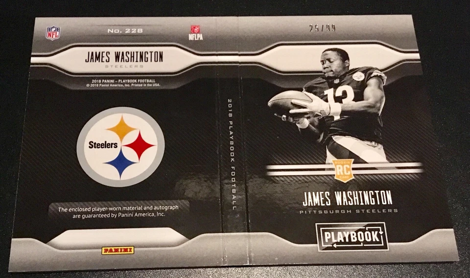 2018 James Washington Playbook RC Auto JSY LETTER “W” #25/99 Booklet RPA BOOK 🔥 - Image 3 of 4