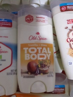 Old Spice Total Body Deodorant Vanilla Shea Aluminum Free 3oz