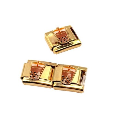 Klassisches italienisches Bettelarmband 9 mm Gold ein Glied Bubble Milk Tea passt Nomination