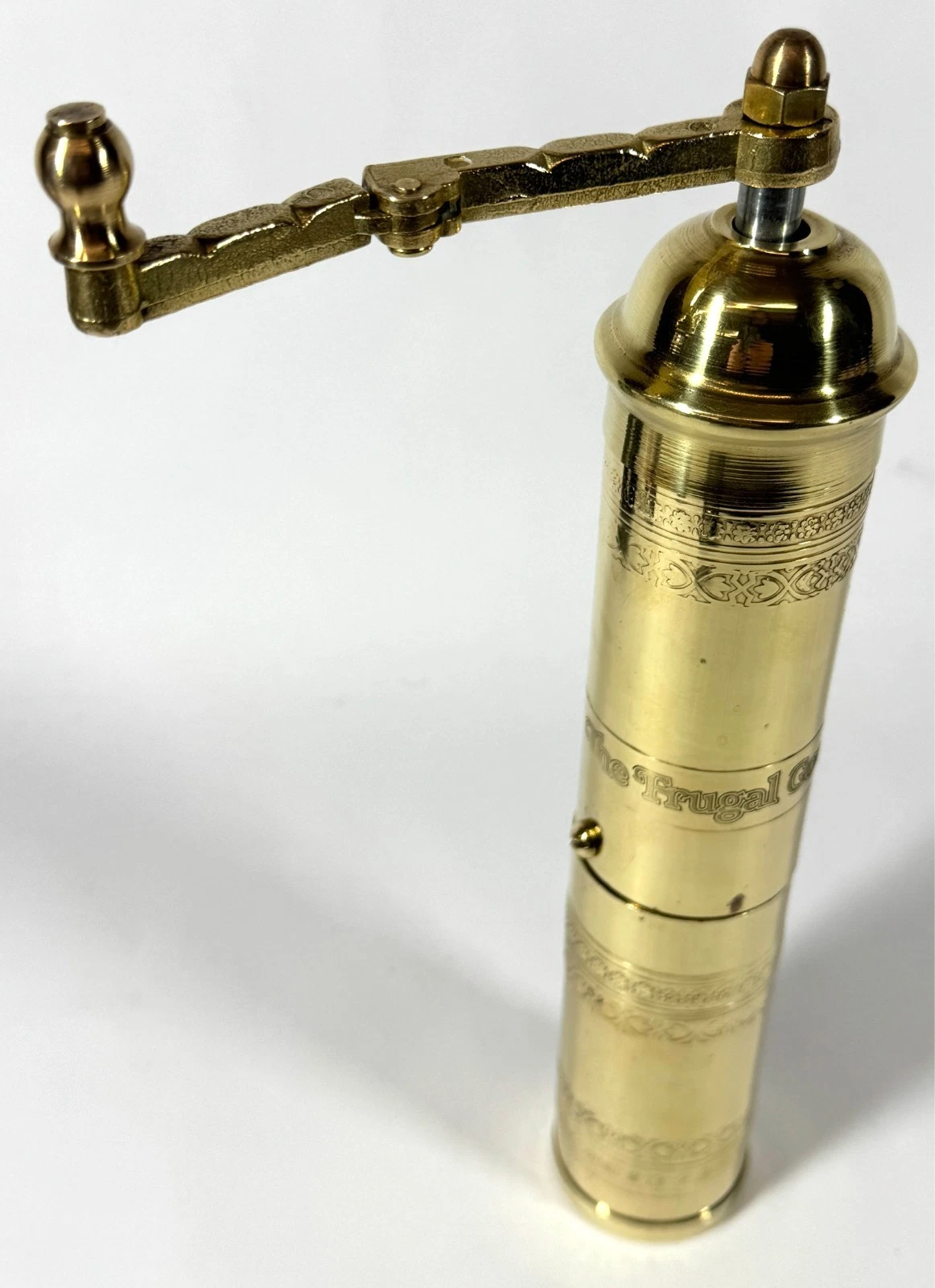 Vintage The Frugal Gourmet Greece Brass Crank Salt Pepper Spice Mill Grinder