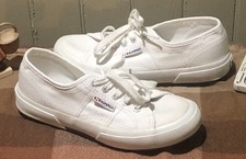 Superga Unisex EU 38 Mens 6 Womens 7.5 White Lace Up Canvas Sneaker Athleisure