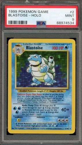 Pokemon Blastoise Base Set Unlimited Holo Rare #2 PSA 9 Mint