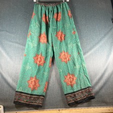 Soft Surroundings Women’s Pants Size XS Green Red Boho Floral Wide Leg Pull On M