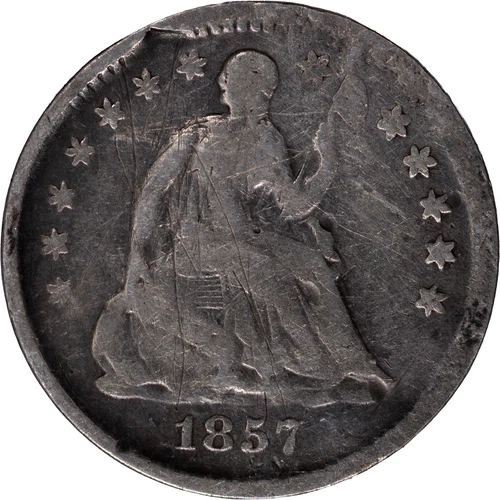 1857 5c Seated Liberty Silver Half Dime ~ VG Details