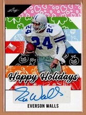 Everson Walls 2025 Leaf Happy Holidays Auto, Cowboys