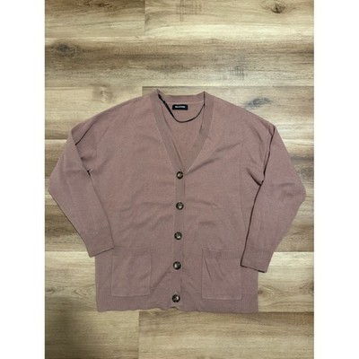 Naadam Boyfriend Cardigan Sweater Womens M Mauve 100% Cashmere Button Pockets