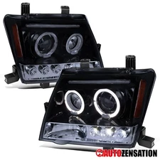 Fit 2005-2015 Xterra Black Smoke LED Halo Projector Headlights Left+Right 05-15