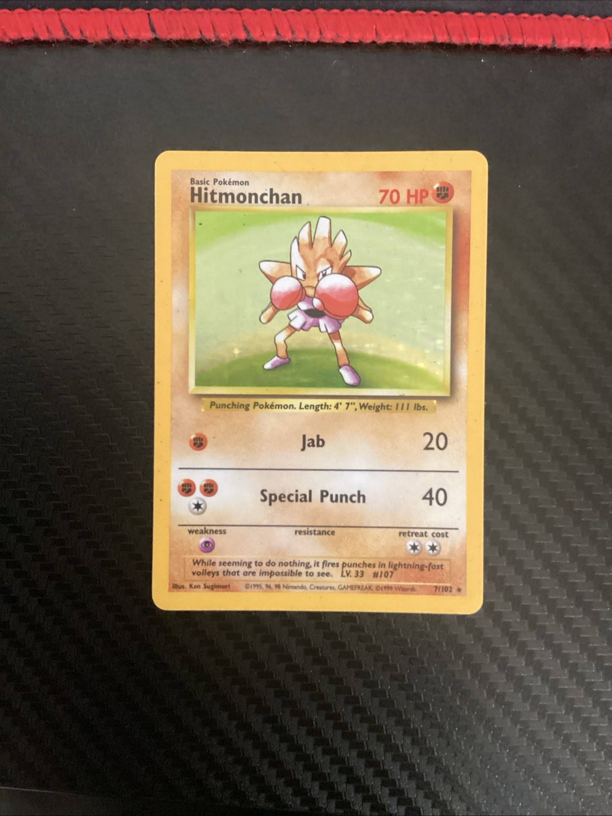 Hitmonchan - 7/102 - Pokemon Card Base Set Unlimited Holo Rare MP