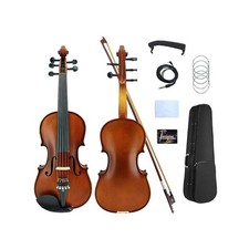 Acoustic Electric Violin 4/4 Full Size, 5 string Solid Maple Spruce with Ebon...
