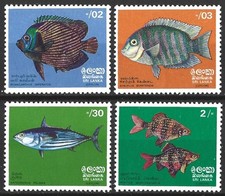 CEYLON (SRI LANKA) 1972 FISH SET MINT (NH)