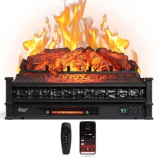 1500-Watt Eternal Flame 26 In. Infrared Quartz Electric Log Heater Realistic Pin