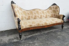 Late 1800s Victorian Carved Long Sofa Couch 6080