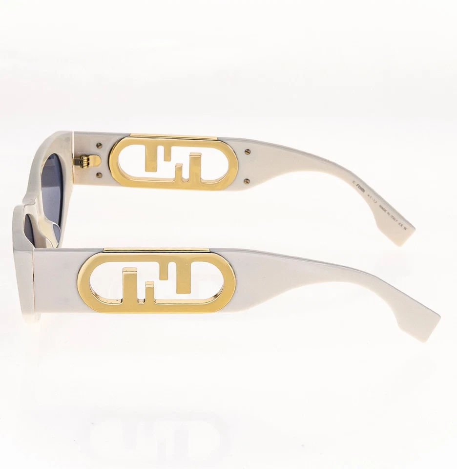 Gafas de sol Fendi O'lock 40049 blancas marfil azul gato moda FF bloqueo logotipo FE40049I Foto 4 de 4