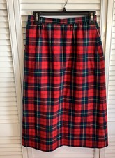 Pendleton Tartan Plaid 100 Virgin Wool Vintage Skirt Size 8 Red A Line Pockets