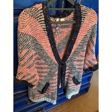 Anthropologie Moth Oversized Sweater Cardigan Blue Red Boho Size Small