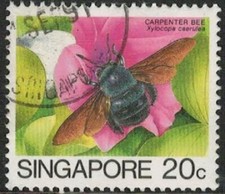 Lot 4616 Singapore 1985 20c Insect (Carpenter Bee) CTO stamp