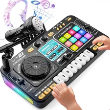 Kids Bluetooth DJ Mixer Toy – Colorful Lights, Music & Sound Effects – Ages 3-6