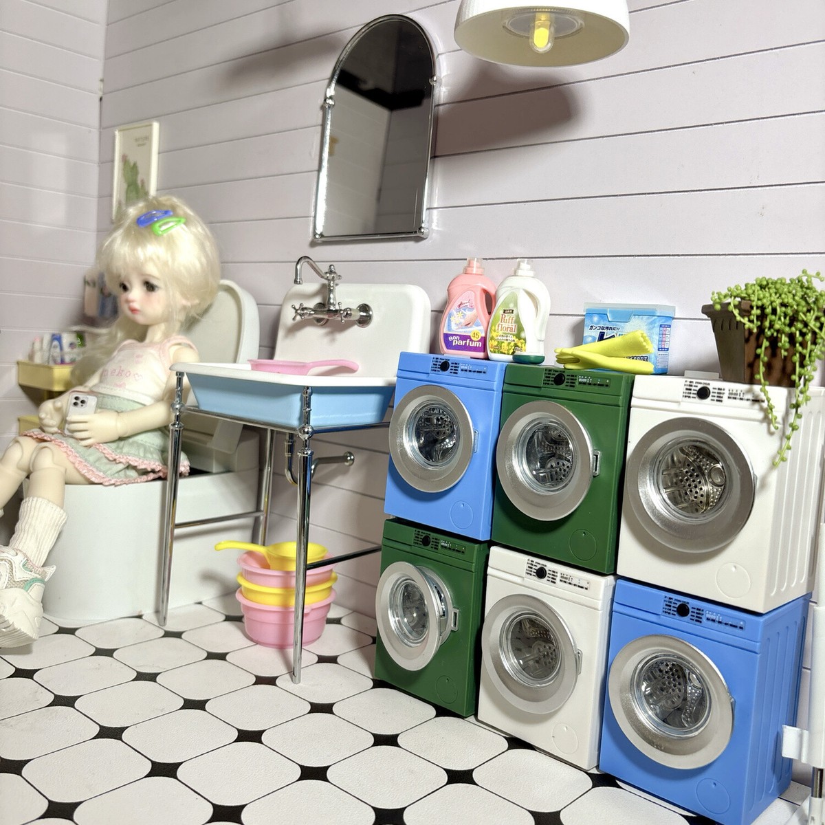 Washing Machine 1:12 Scale Dollhouse Miniatures Accessorie Electrical  Appliances