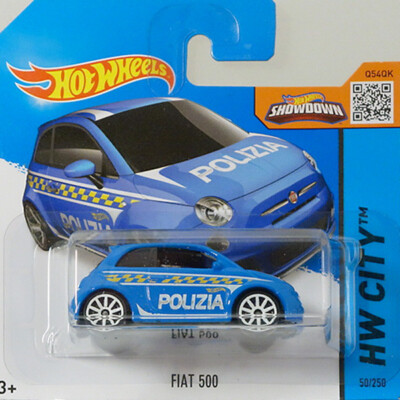 sehr Selten!  FIAT 500 POLIZEI POLIZIA (OVP mit TREASURE HUNT LOGO) HOT WHEELS