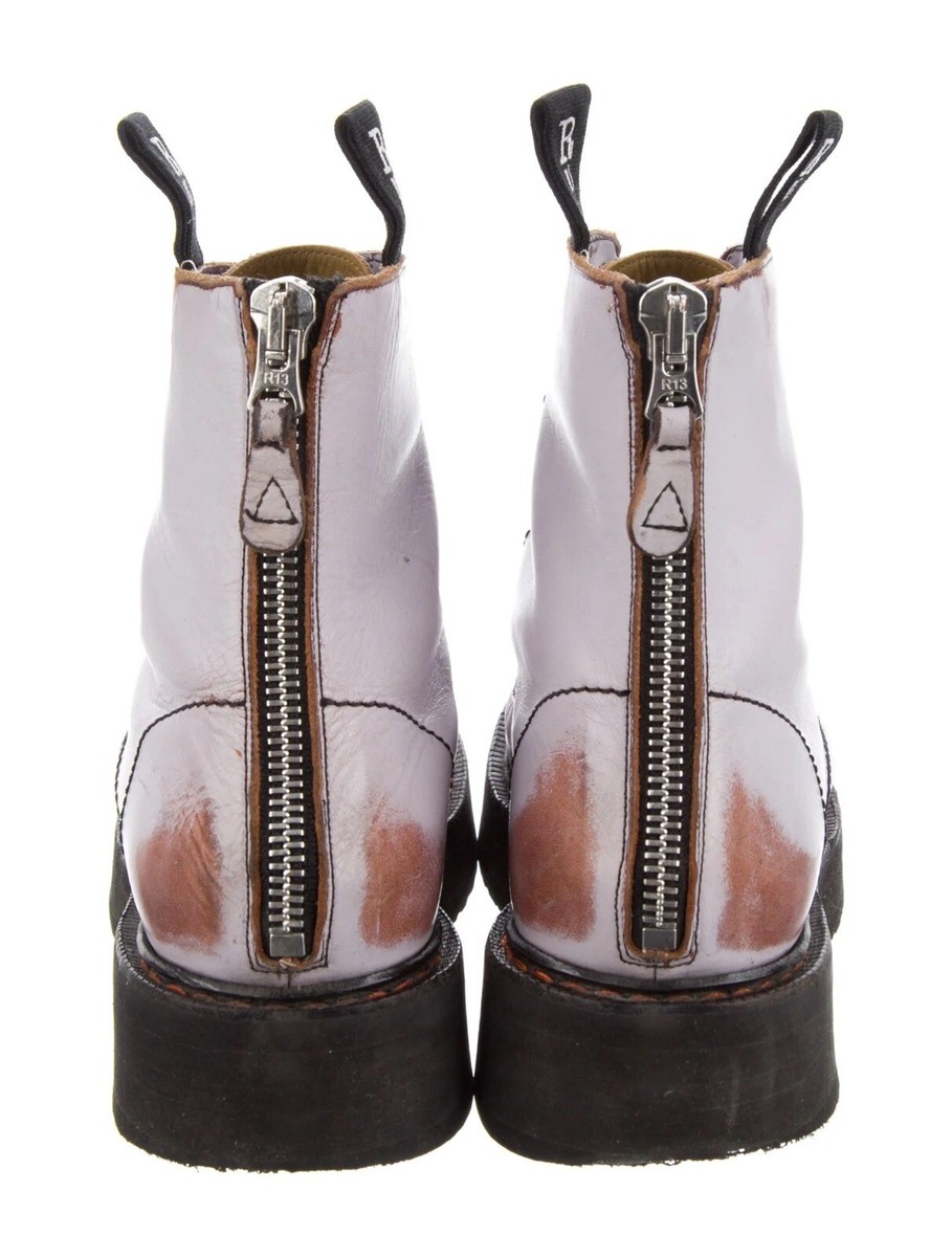R13 LILAC  SINGLE Stack Lace Up DESIGNER Platform Combat Boots EU 39 /US 8 NWB!! View 5