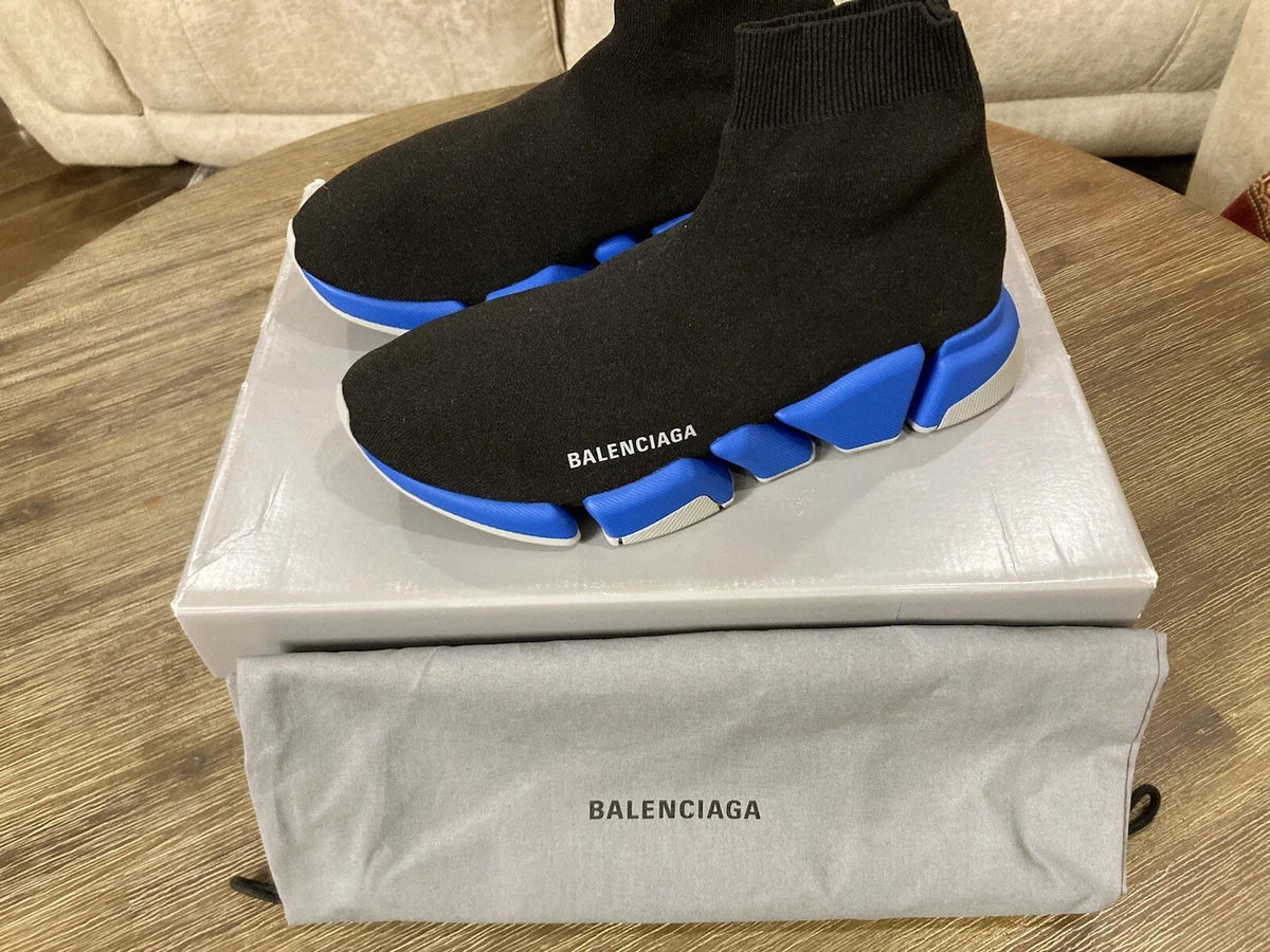 BALENCIAGA Black/Blue Speed Trainers Sock 2.0 LT Mens Size 8 (US) | eBay