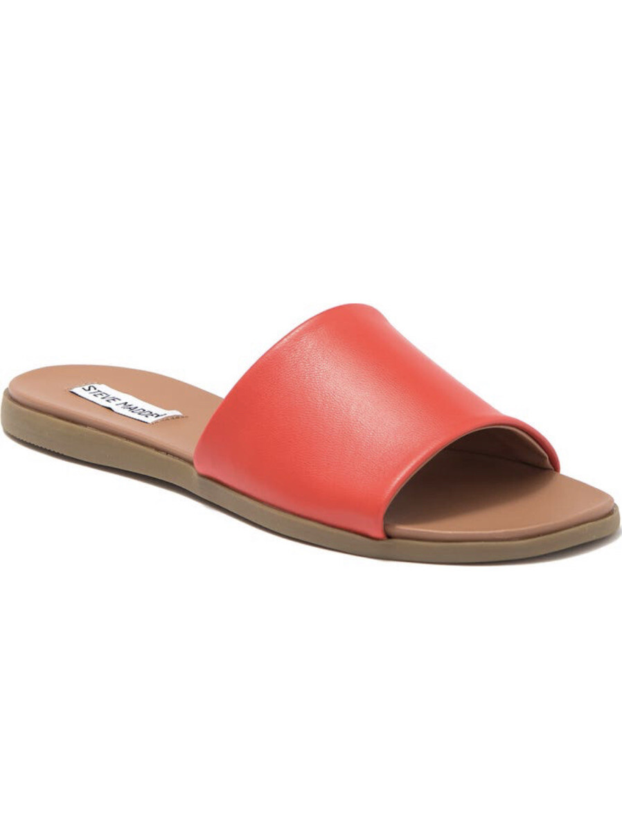 Steve Madden Women's Sandals Orange Red Size 8.5 Kailey Slides Leather |  eBay