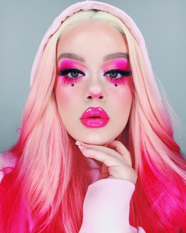 613 Blonde Ombre Pink Lace Front Wig Tone Synthetic