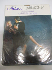 1PR VINTAGE ARISTOC SEAMED POINT HEEL SHEER NYLON STOCKINGS 10 LONG 34" BEIGE