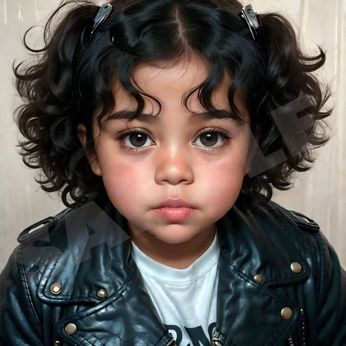 AI Art Download Cute Hispanic Toddler Girl Portrait JPEG | Nursery Decor #1