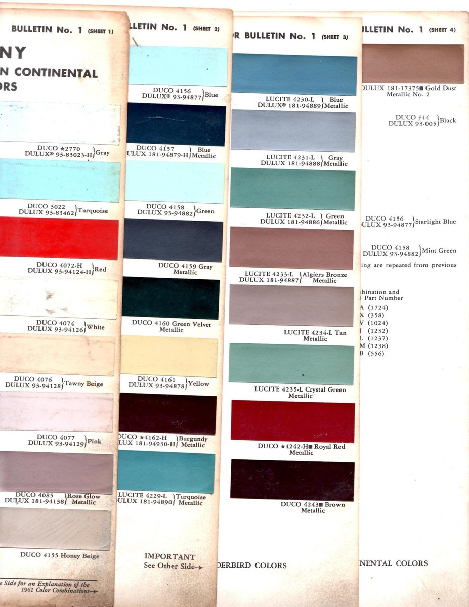 1964 Ford Ranchero Color Chart Discontinued Color | Vintage Mustang