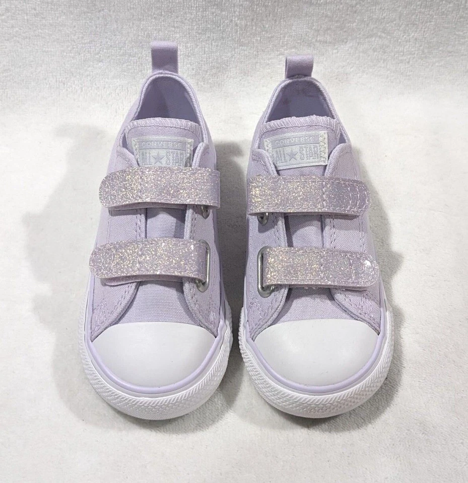 Converse ребенка ясельного возраста девочки CTAS 2V OX пара фиолетовый кроссовки - размер 5 NWB A02976F - Изображение 3 из 4