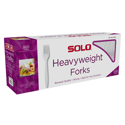 Solo Heavyweight Plastic Fork, White, 500-count Kitchen Home Party Supplies USA