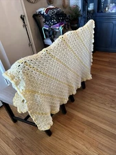 CTG Yellow (light & darker yellow) Crochet Throw Lap Blanket 48”x48” Roseanne