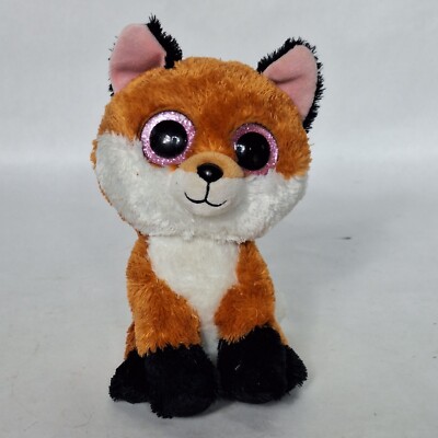 Ty Beanie Boos Slick Brown Red Fox Plush Glitter Eyes Stuffed